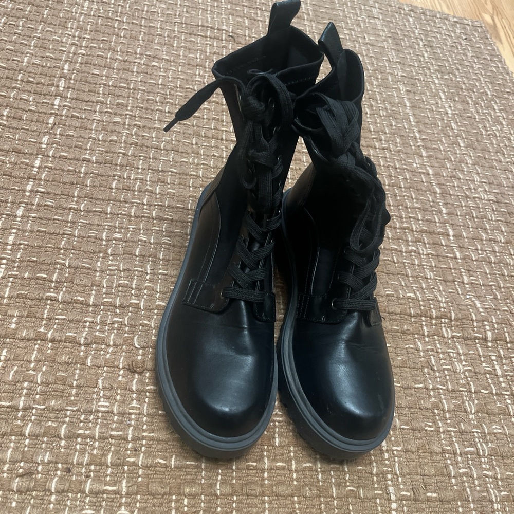 Nicole Miller Black Combat Boots